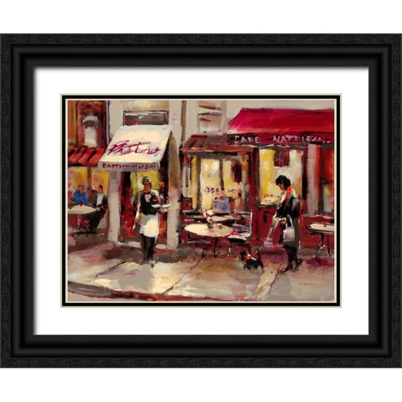 Heighton, Brent 32x25 Black Ornate Wood Framed with Double Matting Museum Art Print Titled - Sidewalk Bistro