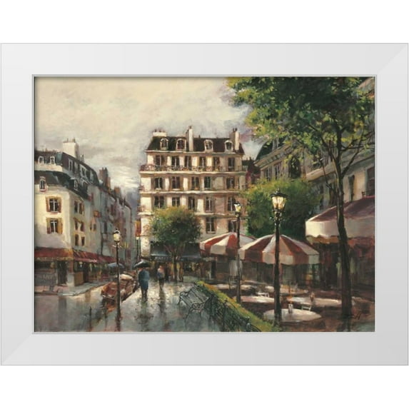 Heighton, Brent 32x25 White Modern Wood Framed Museum Art Print Titled - Bistro Stroll