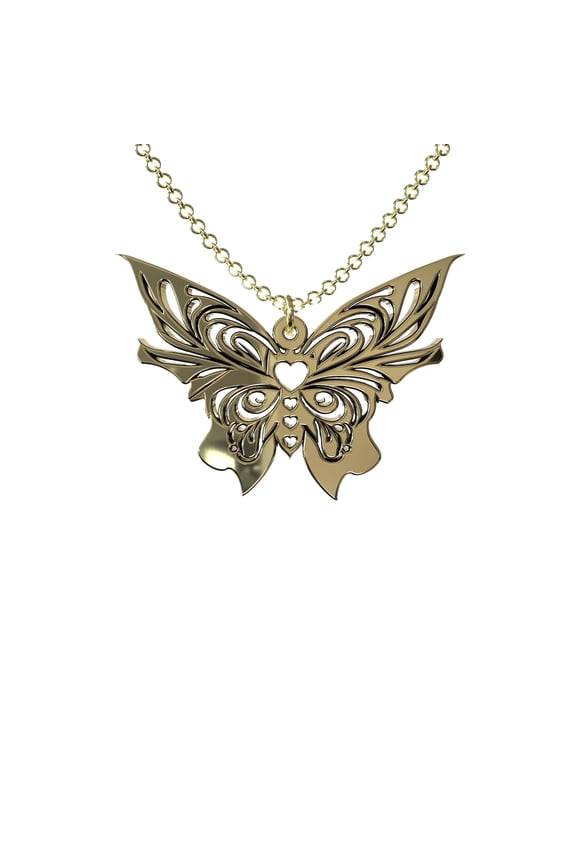Gold Plated Sterling Silver Whispering Butterfly Wings Women & Teens | 16" Sterling Silver Chain | Gift Boxed, Polished Finish | RJC Member  Responsibly Sourced Quality