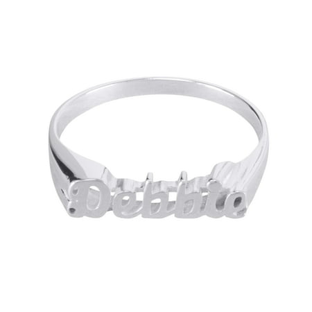 Personalized Petite Name Ring with Script Letters in Sterling Silver