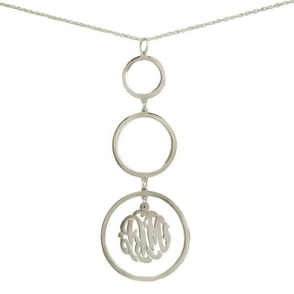 Heights Jewelers Personalized Triple Pendant Monogram Necklace in Sterling Silver