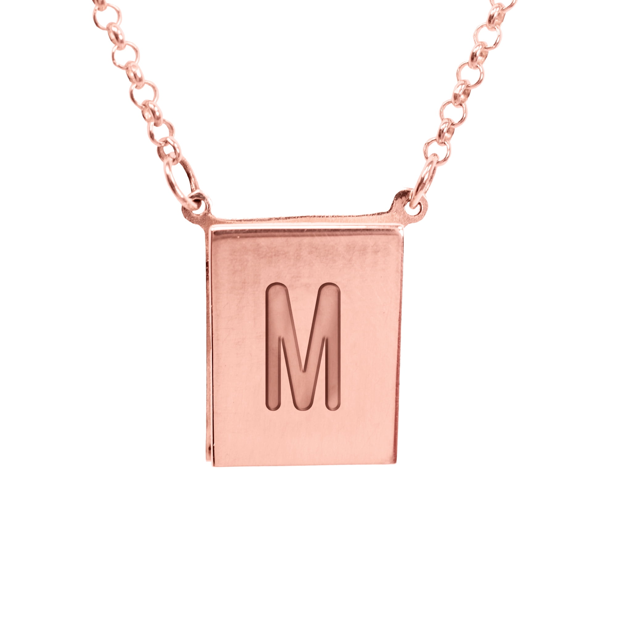 Heights Jewelers Stunning 14K Pink Gold Plated Sterling Silver Initial M