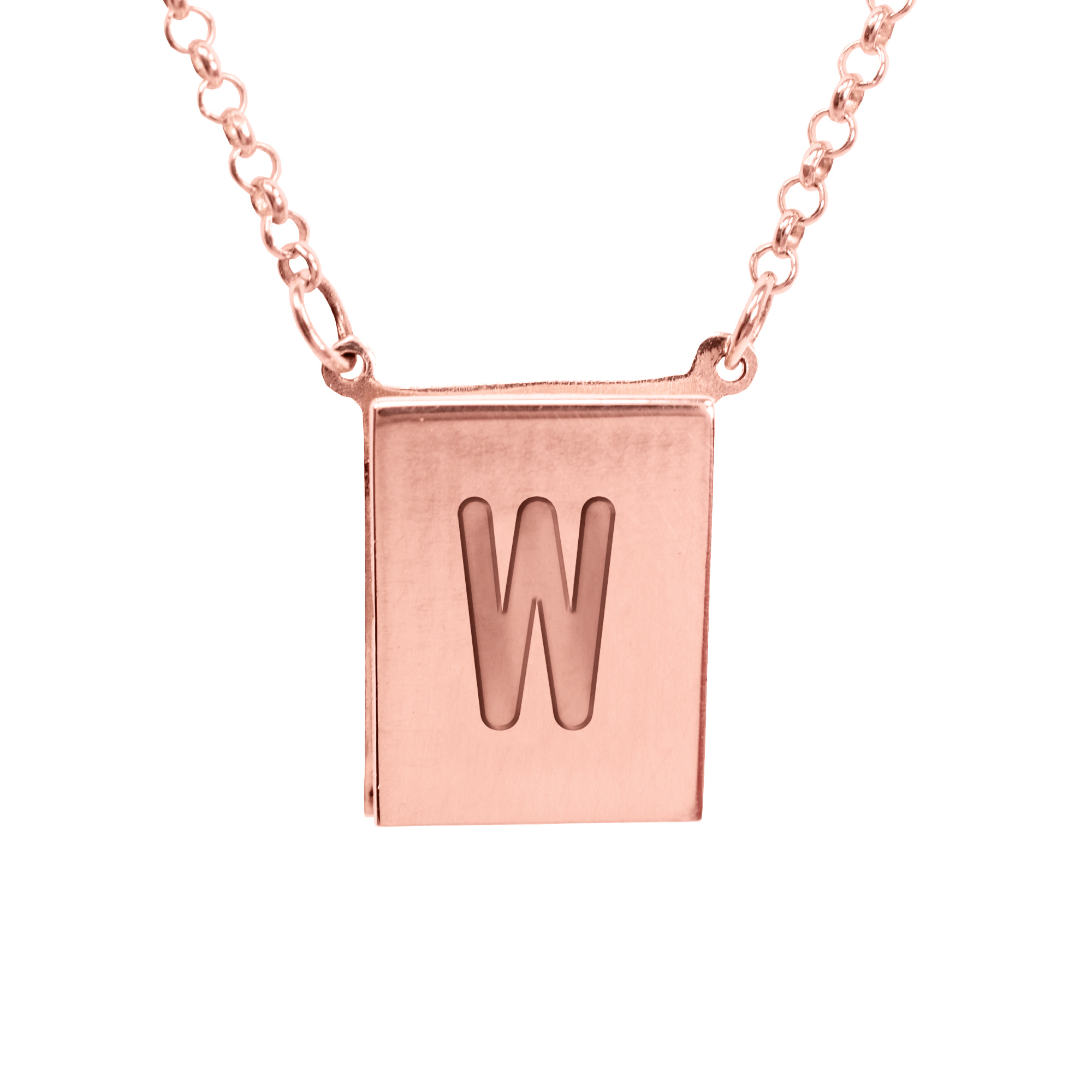 Heights Jewelers Stunning 14K Rose Gold Plated Sterling Silver Initial W