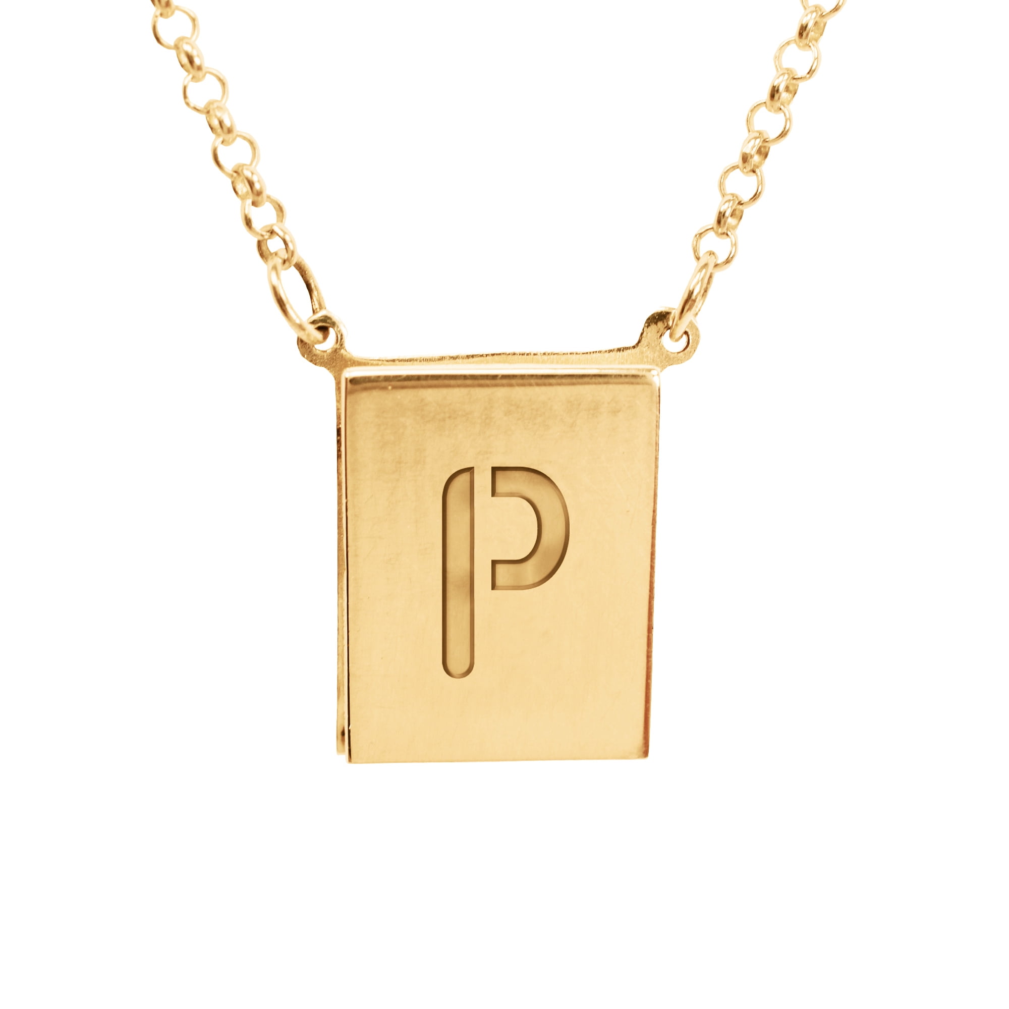 Heights Jewelers Stunning 14K Yellow Gold Plated Sterling Silver Initial P
