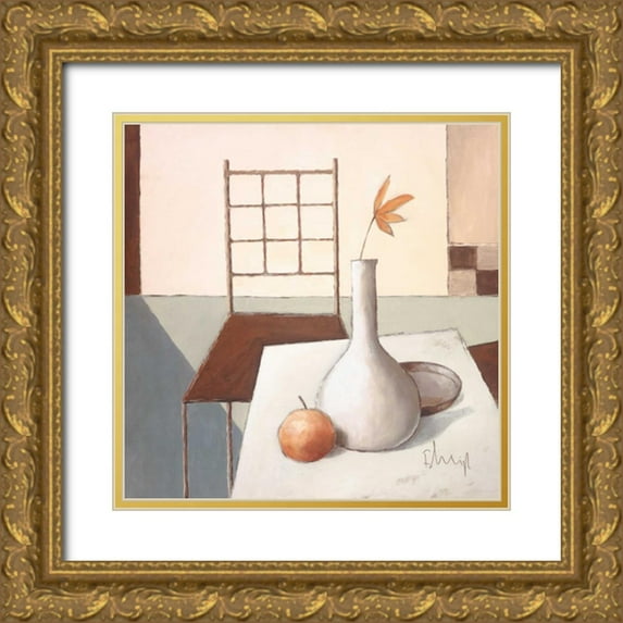 Heigl, Franz 15x15 Gold Ornate Wood Framed with Double Matting Museum Art Print Titled - Still life in grey IV