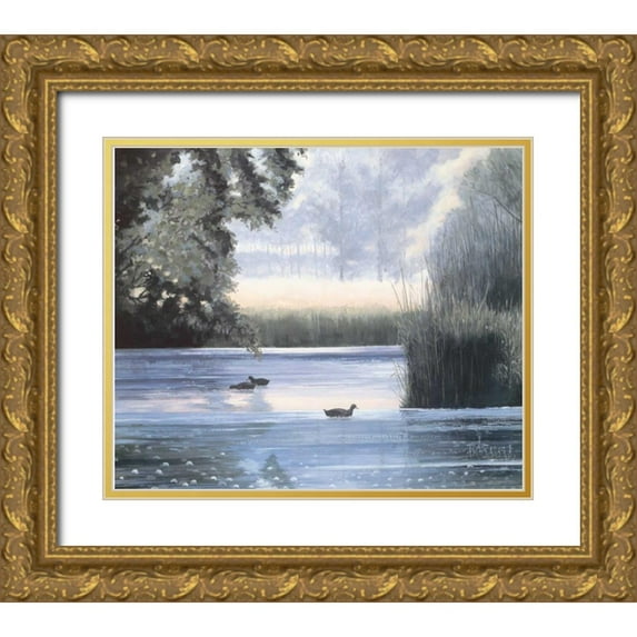 Heigl, Franz 30x26 Gold Ornate Wood Framed with Double Matting Museum Art Print Titled - Water base II