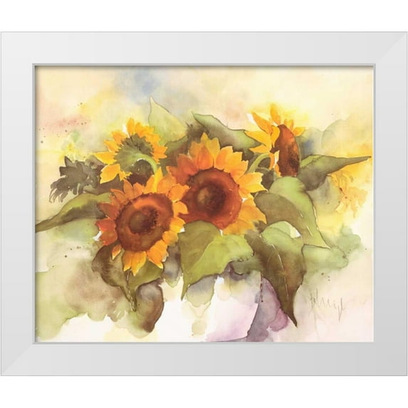 Heigl, Franz 31x26 White Modern Wood Framed Museum Art Print Titled - Flower composition IV