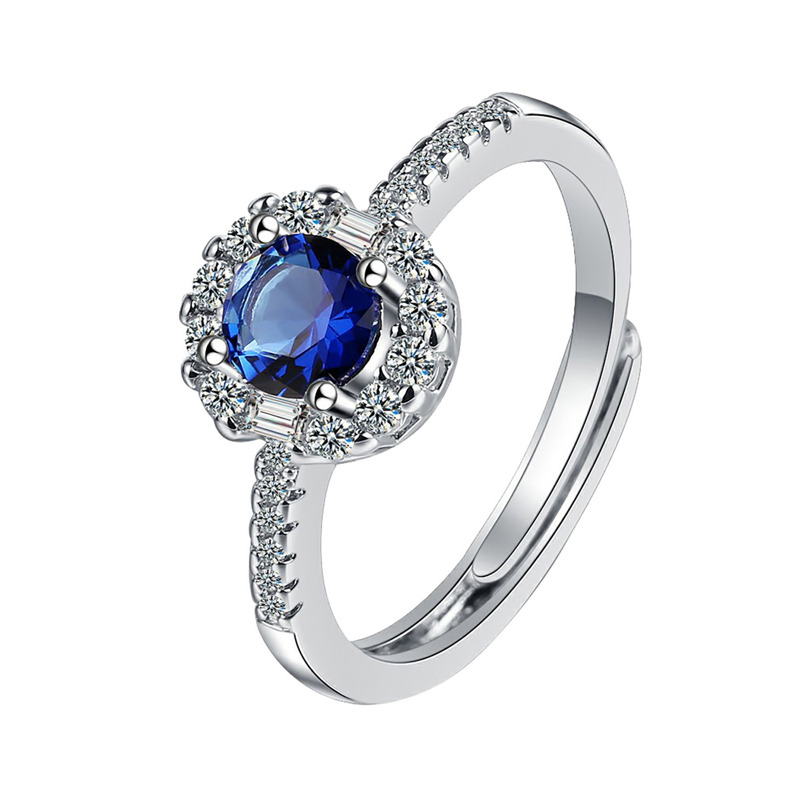 Heiheiup Blue Zircon Ring Elegant Rhinestone Ring Sapphire Jewellery