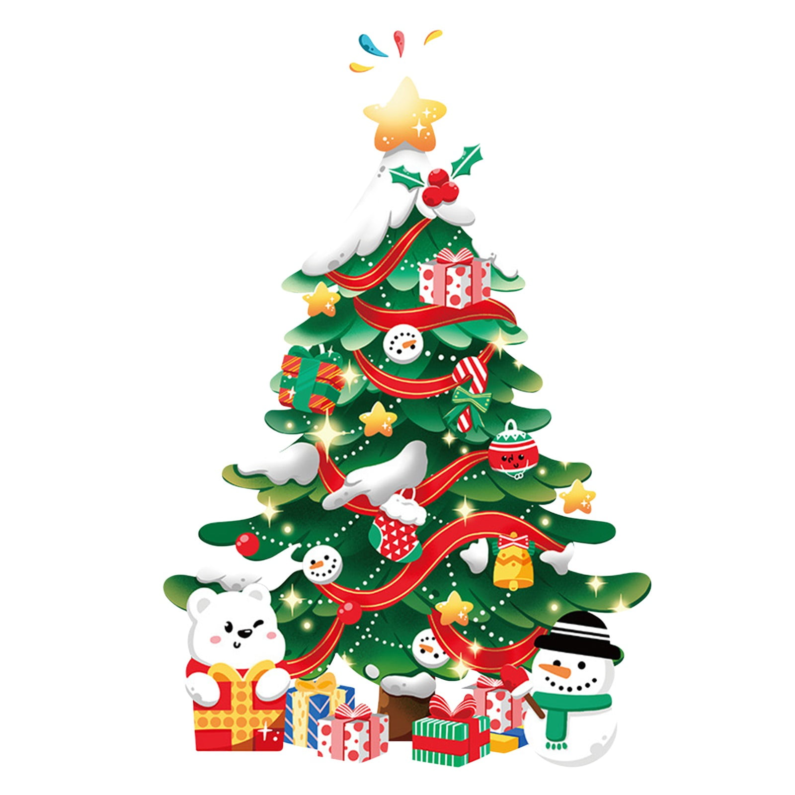 Heiheiup Christmas Tree Window Stickers Glass Stickers Christmas Decals