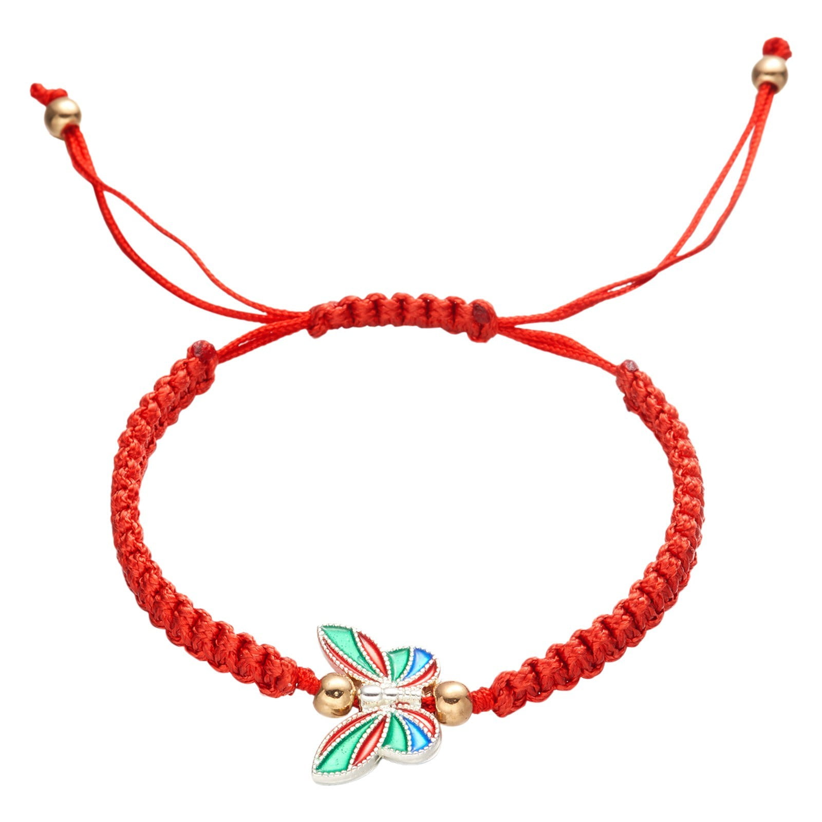 Hand Woven Butterfly Pendant Bracelet Adjustable New Year Red Rope