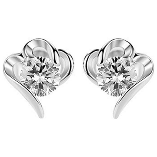 Heiheiup Heart Shaped Diamond Earrings Fashion Temperament Love ...
