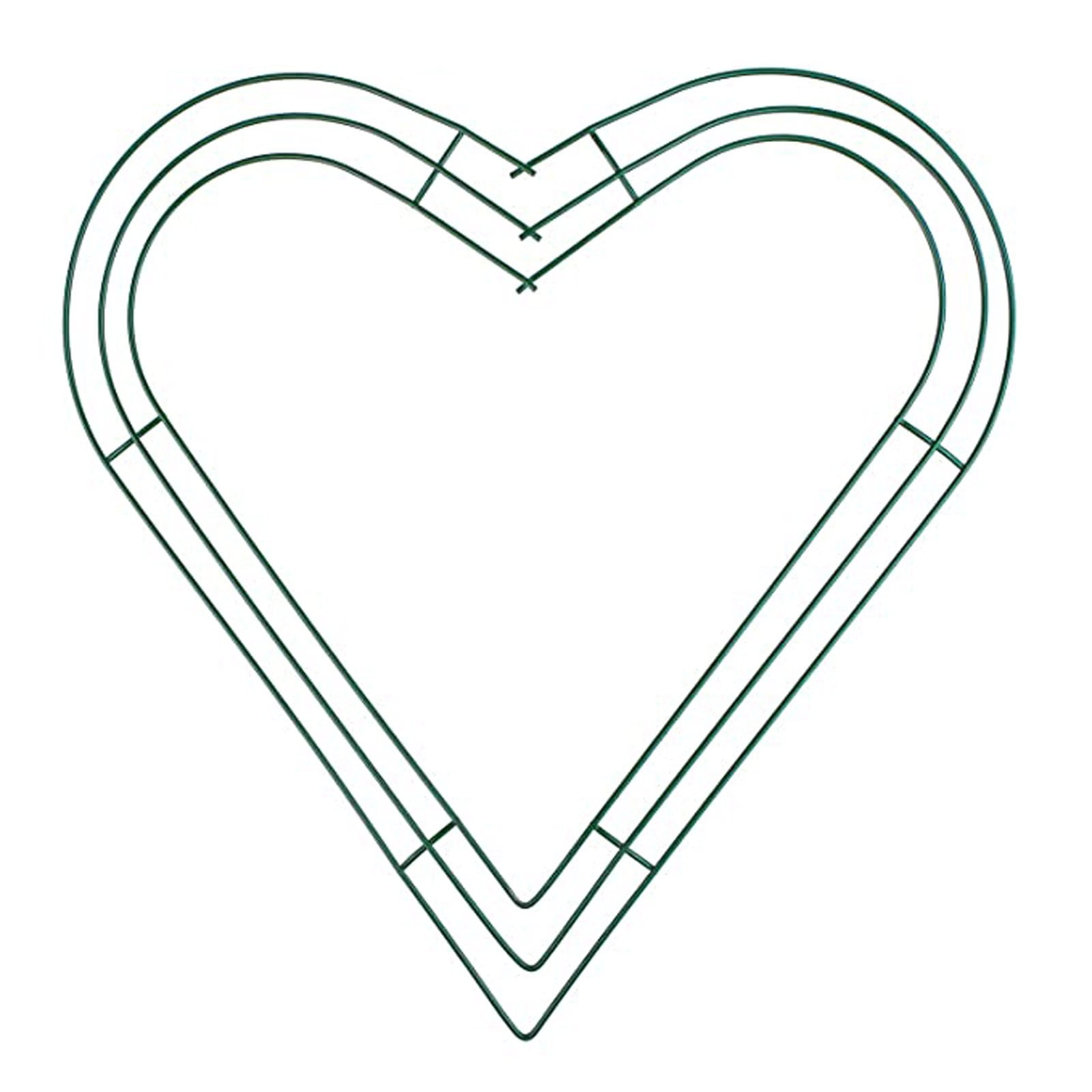 3 Pack Heart Metal Wreath 12 inch Heart-Shaped Wire Wreath Frame for Home Wedding Valentine's Day DIY Crafts, Green