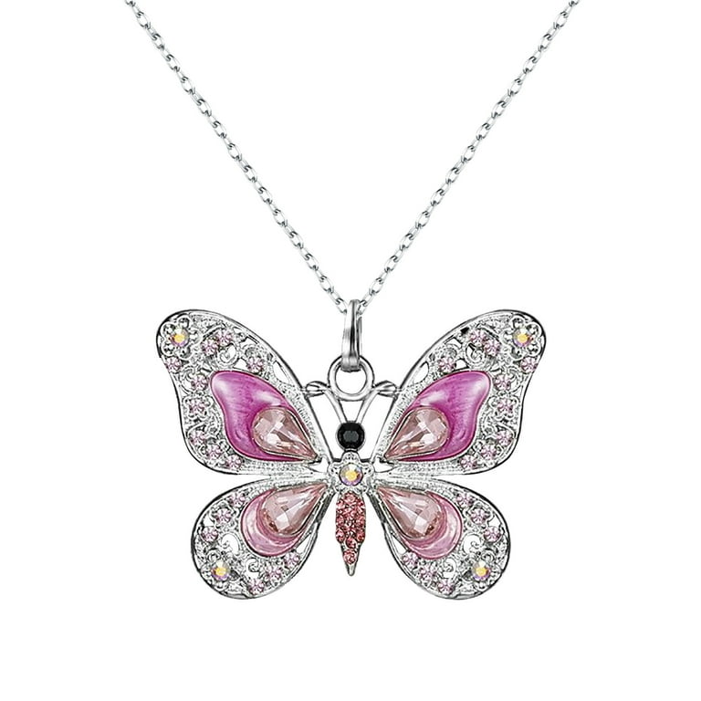 Heiheiup Personality Vintage Multicolor Butterfly Necklace For Women  Jewelry Gifts Bulk Necklaces for Women