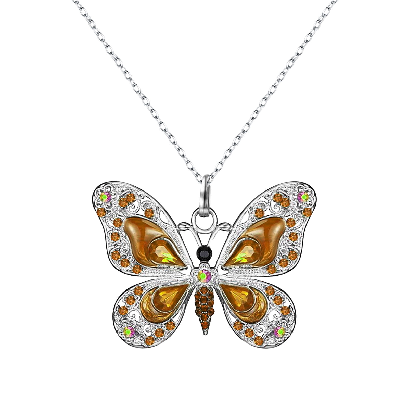 Heiheiup Personality Vintage Multicolor Butterfly Necklace For Women  Jewelry Gifts Bulk Necklaces for Women 