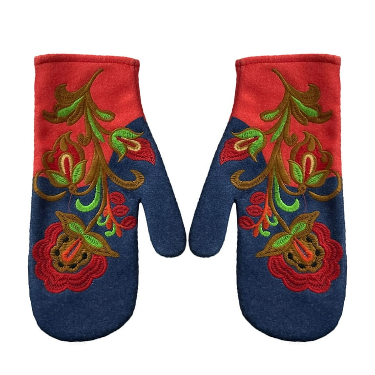 Heiheiup Warm Colorful Gloves Women's Winter Mittens Christmas Embroidered  Gloves Gloves Ski Gloves Mittens Men 