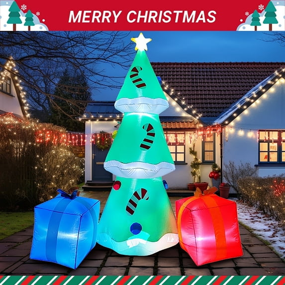 Heiko 5.9 FT Christmas Tree Box Inflatables on Blow Up Yard Decor Build LED Lights for Outdoor Garden Lawn Holiday Party