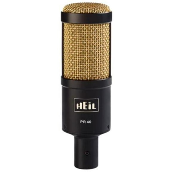 Heil Sound PR40 Large Diameter Dynamic Cardioid Studio Microphone, Black Body, Gold Grill
