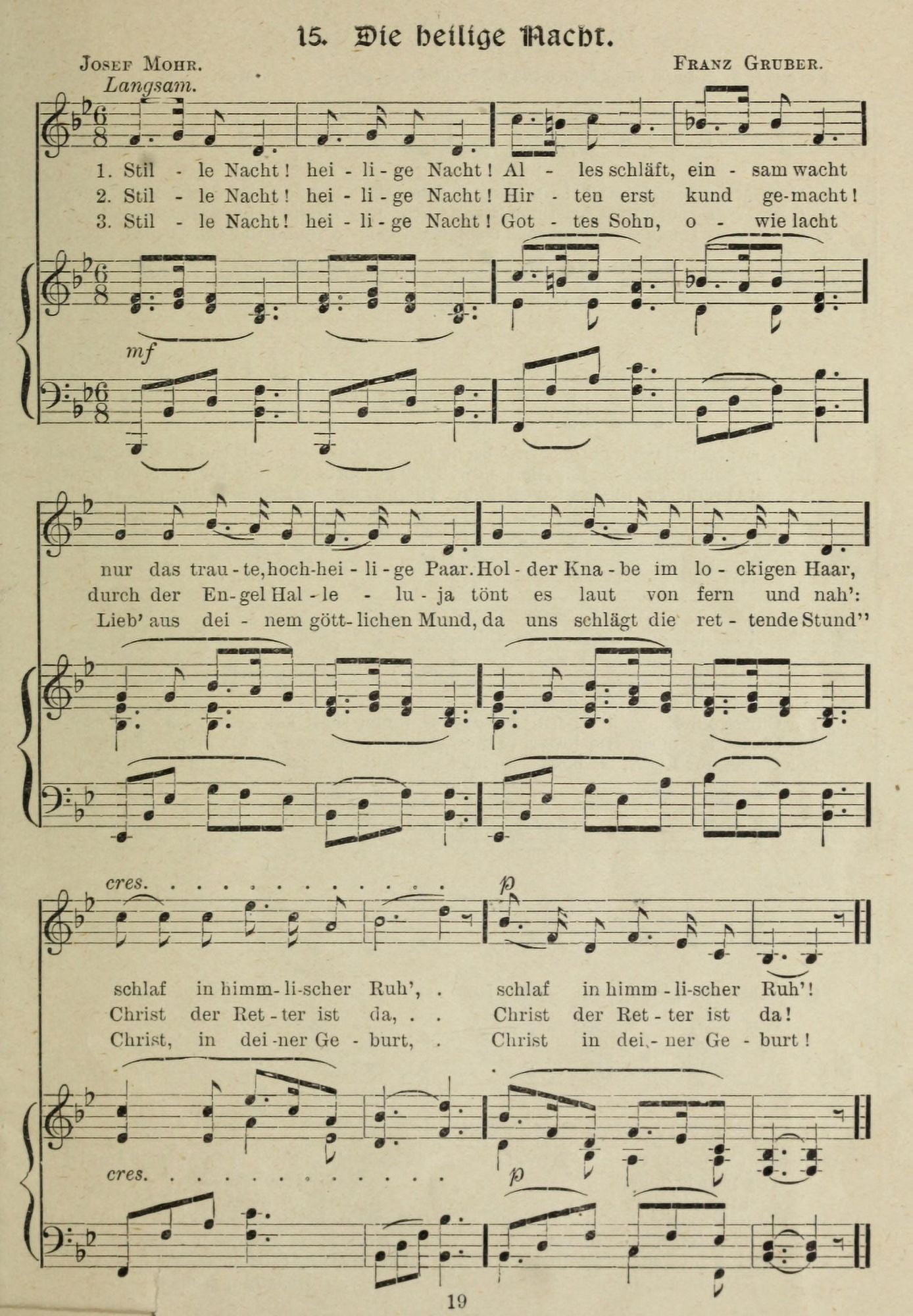 Heilige Nacht Mohr & Gruber Gems of Christmas Song 1910 Canvas Art - (18 x 24)