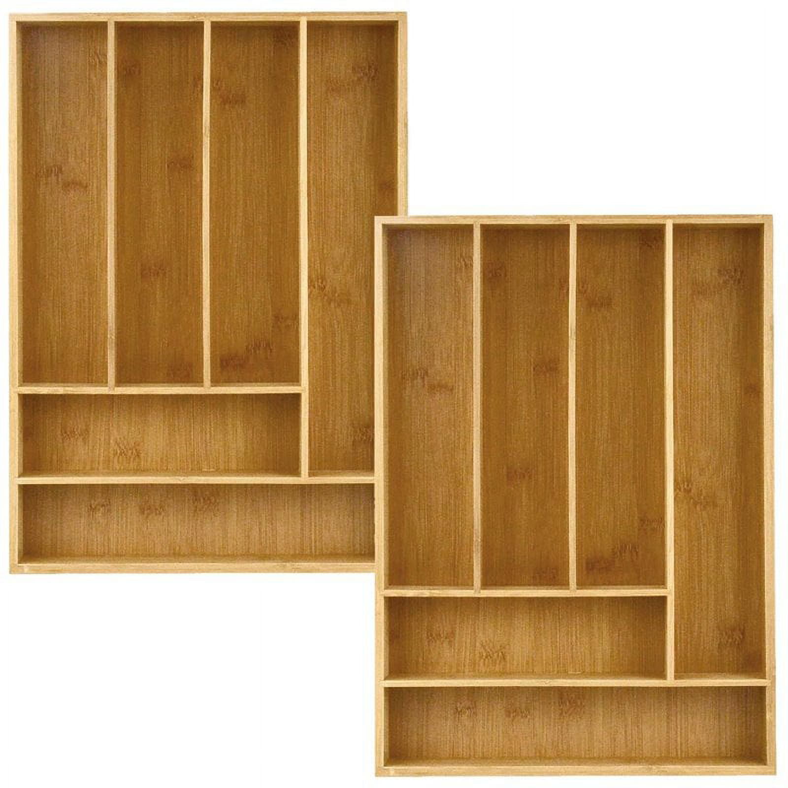Heim Concept 6 Slot Bamboo Drawer Organizer Tray in Brown (Set of 2)