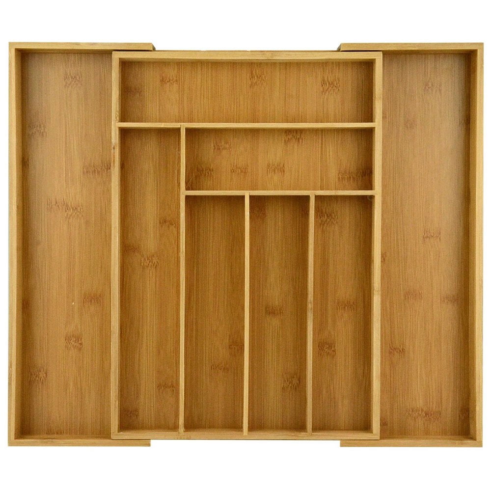 Heim Concept Extendable Oragnic Bamboo Drawer Organizer Tray in Brown