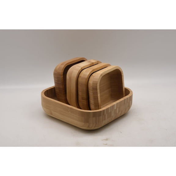 WHITE LABEL Rectangular Bamboo Dessert Bowls 5Pcs/Set