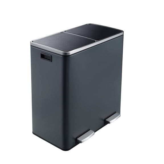 Heim Concept 60L Stainless Steel Dual Compartment Trash Can - Matt Grey