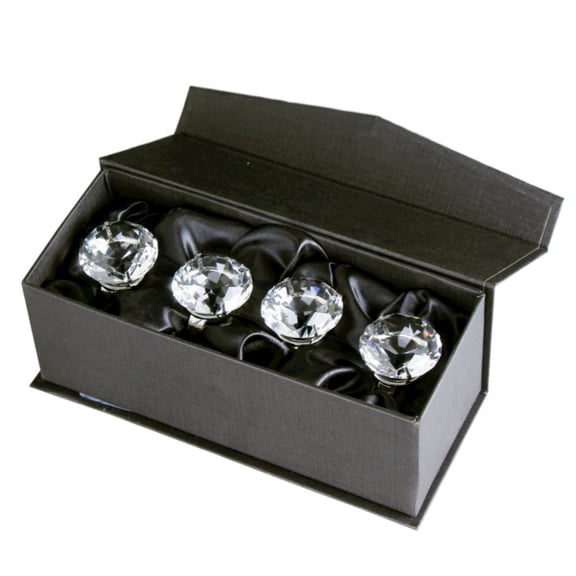 WHITE LABEL Diamond Napkin Ring, 1.5" Diameter, Set Of 4