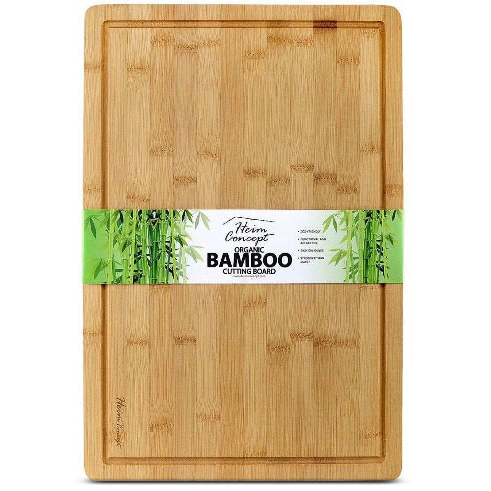 Heim Concept Large Premium Bamboo Cutting Board and Serving Tray Drip ...