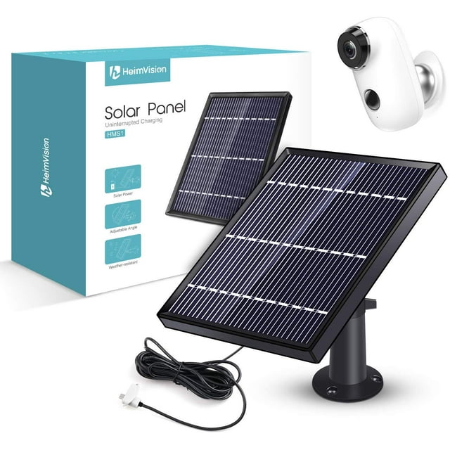 HeimVision SE01 Solar Panel Compatible with HeimVision HMD2 Security Camera, Waterproof 3.2W/ 5.5V Solar Panel with 13ft/ 4m USB Cable, Support Continuously Supply Power for Security Camera