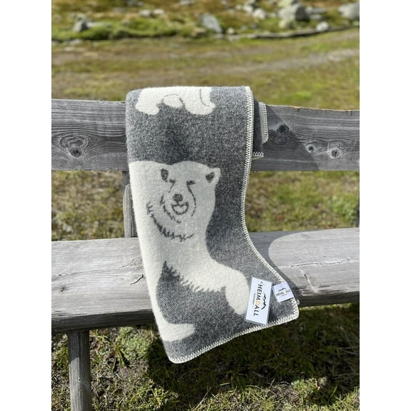 Heimdall Norway Grey Polar Bear Isbjorn Pure New Wool Blanket 0123