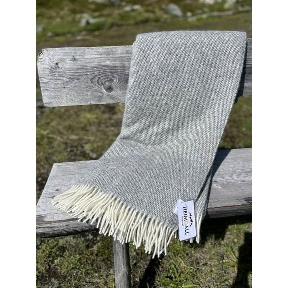 Heimdall Norway Mountain Grey Harteigen 100% Pure New Wool Blanket 0062
