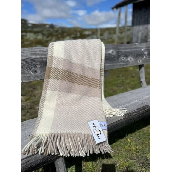 Heimdall Norway Ustaoset Beige 100% Pure New Wool Blanket 0154