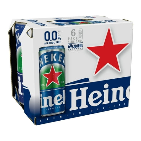 Heineken 0.0 Non-Alcoholic Beer, 6 pack, 11.2 fl oz Cans, 0.0% ABV