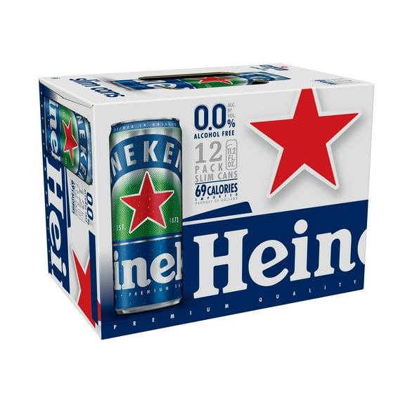 Heineken 0.0 Non-Alcoholic Netherlands Import Lager Beer, 12 pack, 11.2 fl oz Cans, 0.0% ABV