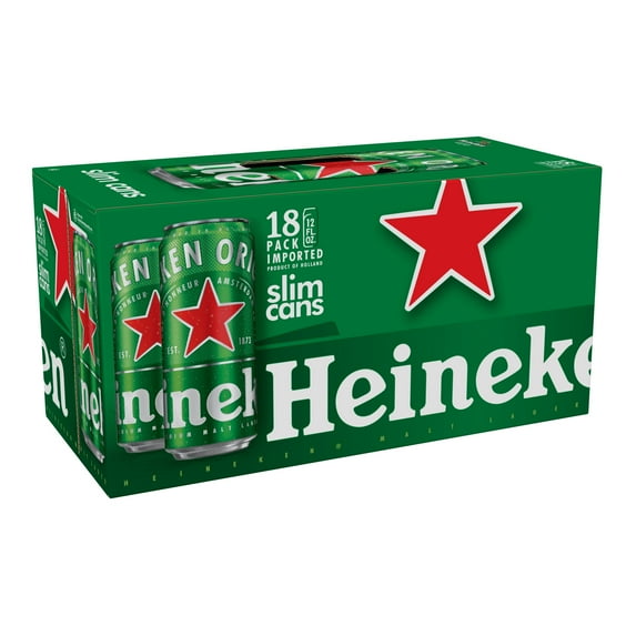 Heineken Original Netherlands Lager Import Beer, 18 Pack, 12 fl oz Cans, 5% ABV
