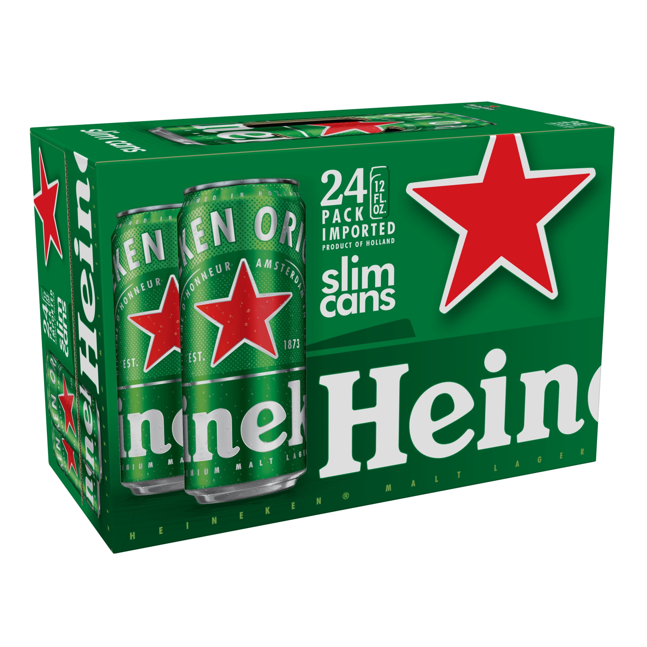 Heineken Original Netherlands Lager Import Beer, 24 pack, 12 fl oz Cans, 5% ABV