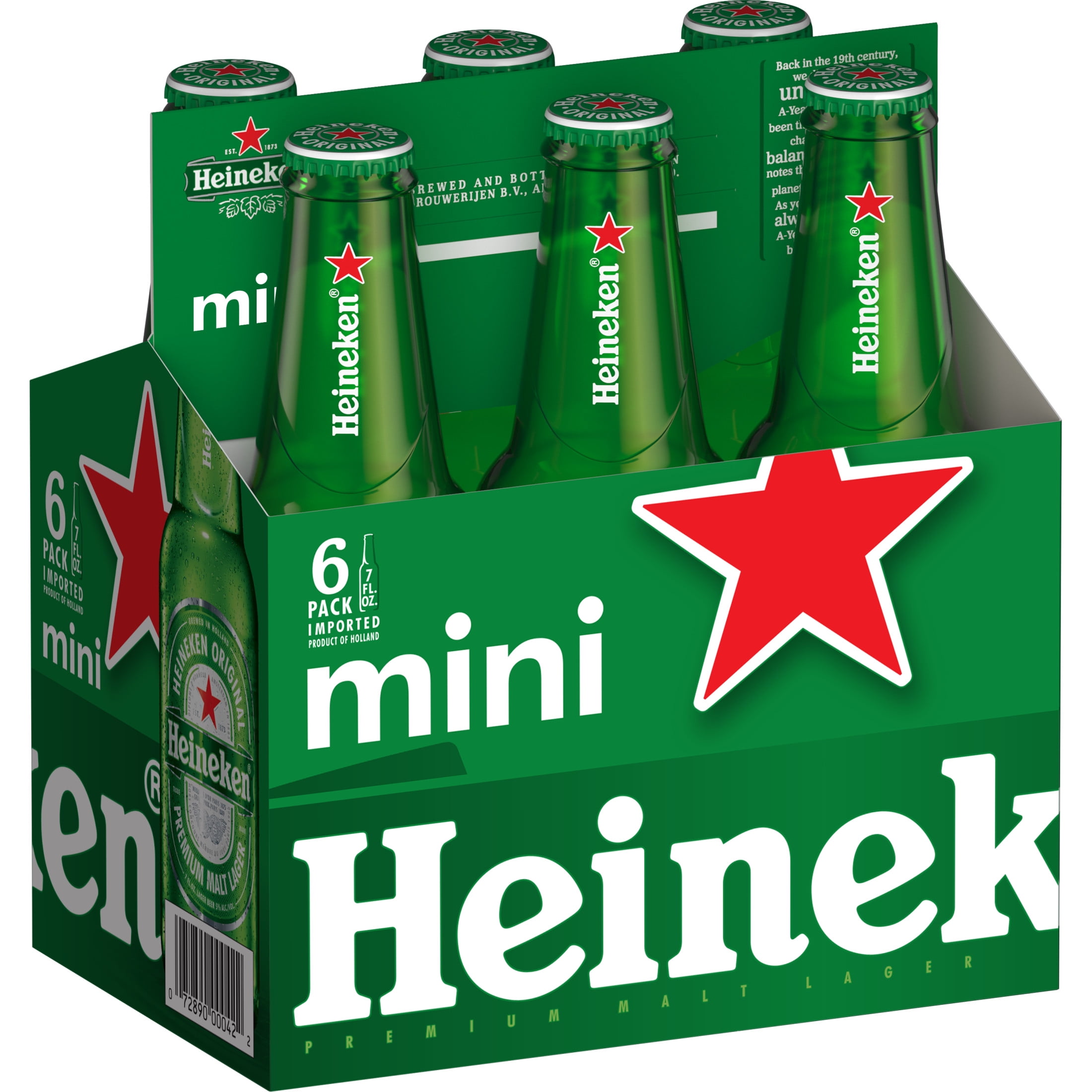 Heineken Original Netherlands Lager Import Beer, 6 Pack, 7 fl oz Bottles, 5% ABV