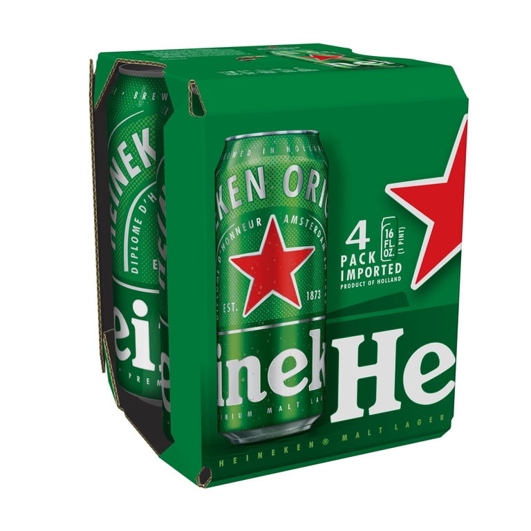 ぺんぎん Heineken, Lager Beer, 4 Pack, 16 fl oz Cans 5% ABV - Walmart.com