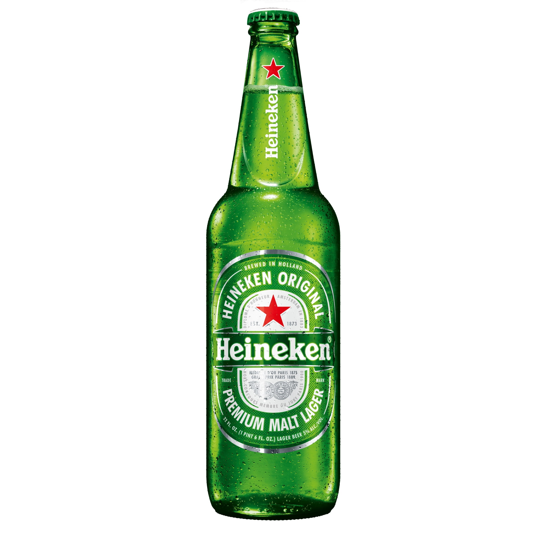 Heineken Original Netherlands Lager Import Beer, Single 22 fl oz Bottle, 5% ABV