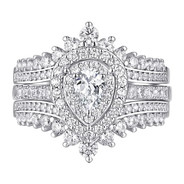 Newshe Solitaire Engagement Wedding Ring Set – Real 925 Sterling Silver – 2.2CT CZ – Oval Cut – Women’s Bridal Set
