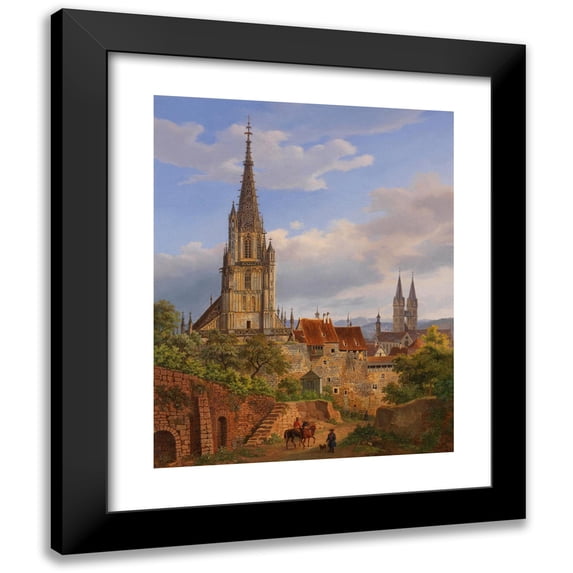 Heinrich Adam 15x18 Black Modern Framed Museum Art Print Titled - View of Esslingen Am Neckar (1841)
