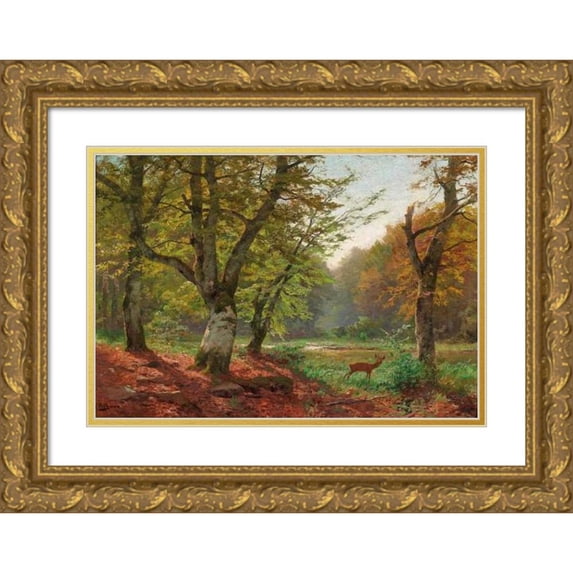 Heinrich Böhmer 24x18 Gold Ornate Framed and Double Matted Museum Art Print Titled - Waldsee