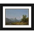 thumbnail image 1 of Heinrich Bürkel 18x14 Black Ornate Wood Framed Double Matted Museum Art Print Titled - Garmisch, the Wetterstein Mountains Beyond, 1 of 5