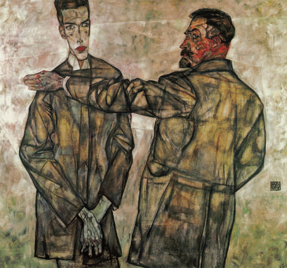 Heinrich Benesch and his son Otto 1913 Canvas Art - Egon Schiele (18 x 24)
