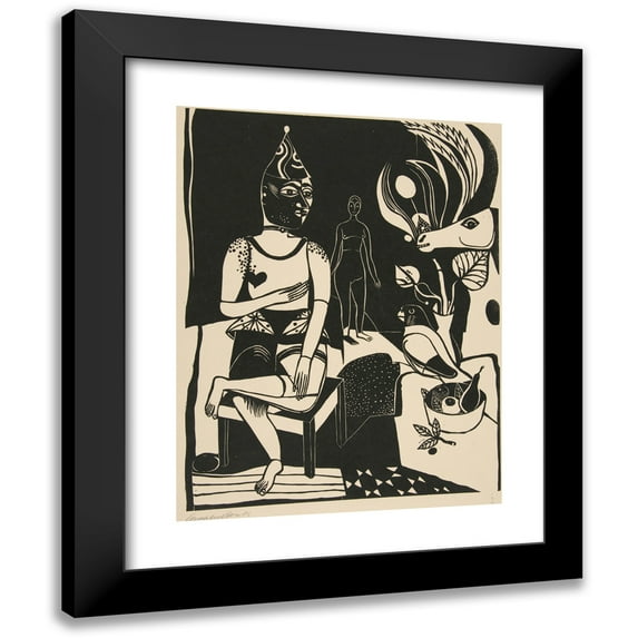 Heinrich Campendonk 19x24 Black Modern Framed Museum Art Print Titled - Seated Harlequin (1922)