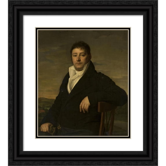 Heinrich Christoph Kolbe 15x17 Black Ornate Wood Framed Double Matted Museum Art Print Titled - Portrait of Valentin Hellmann (1816)