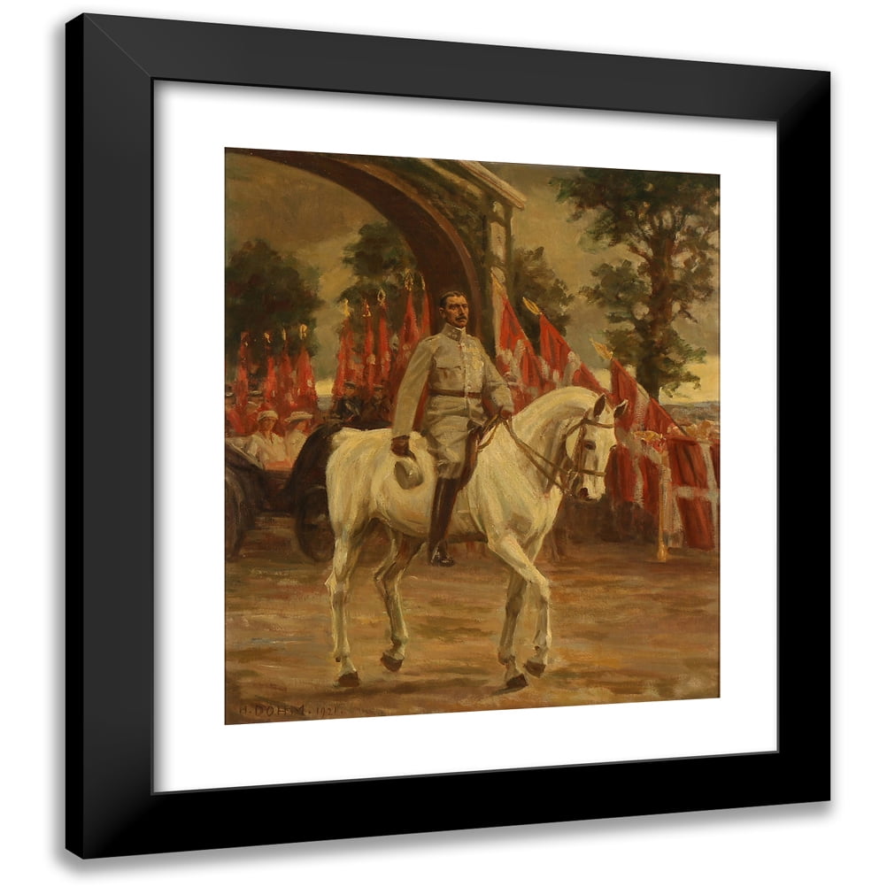 Heinrich Dohm 12x14 Black Modern Framed Museum Art Print Titled - Reunion on July 10, 1920. King Christian X Rides Through the Honor Sport at Frederikhoj