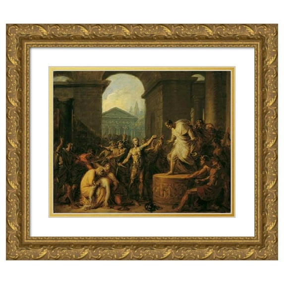 Heinrich Friedrich Füger 24x20 Gold Ornate Framed and Double Matted Museum Art Print Titled - The Death of the Virginia (1800)