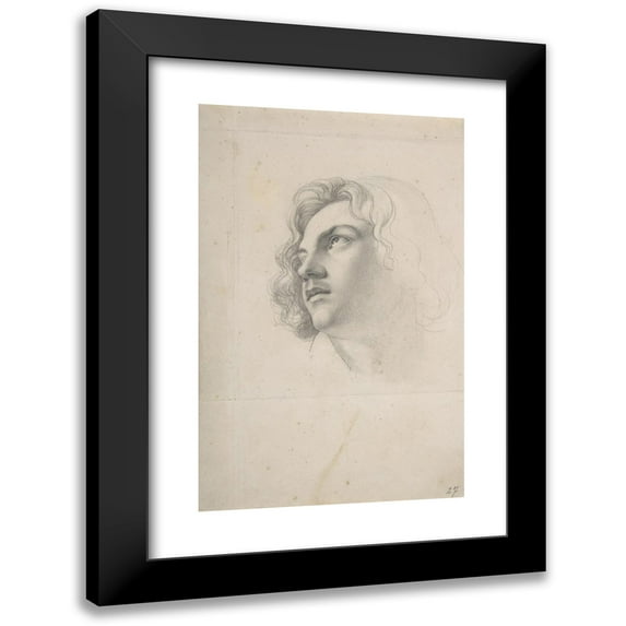 Heinrich Karl Anton Mücke 17x24 Black Modern Framed Museum Art Print Titled - Portrait of Alfred Rethel, Looking Up (19th Century)