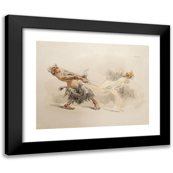 Heinrich Kley 14x12 Black Modern Framed Museum Art Print Titled - Caught (C.1910)